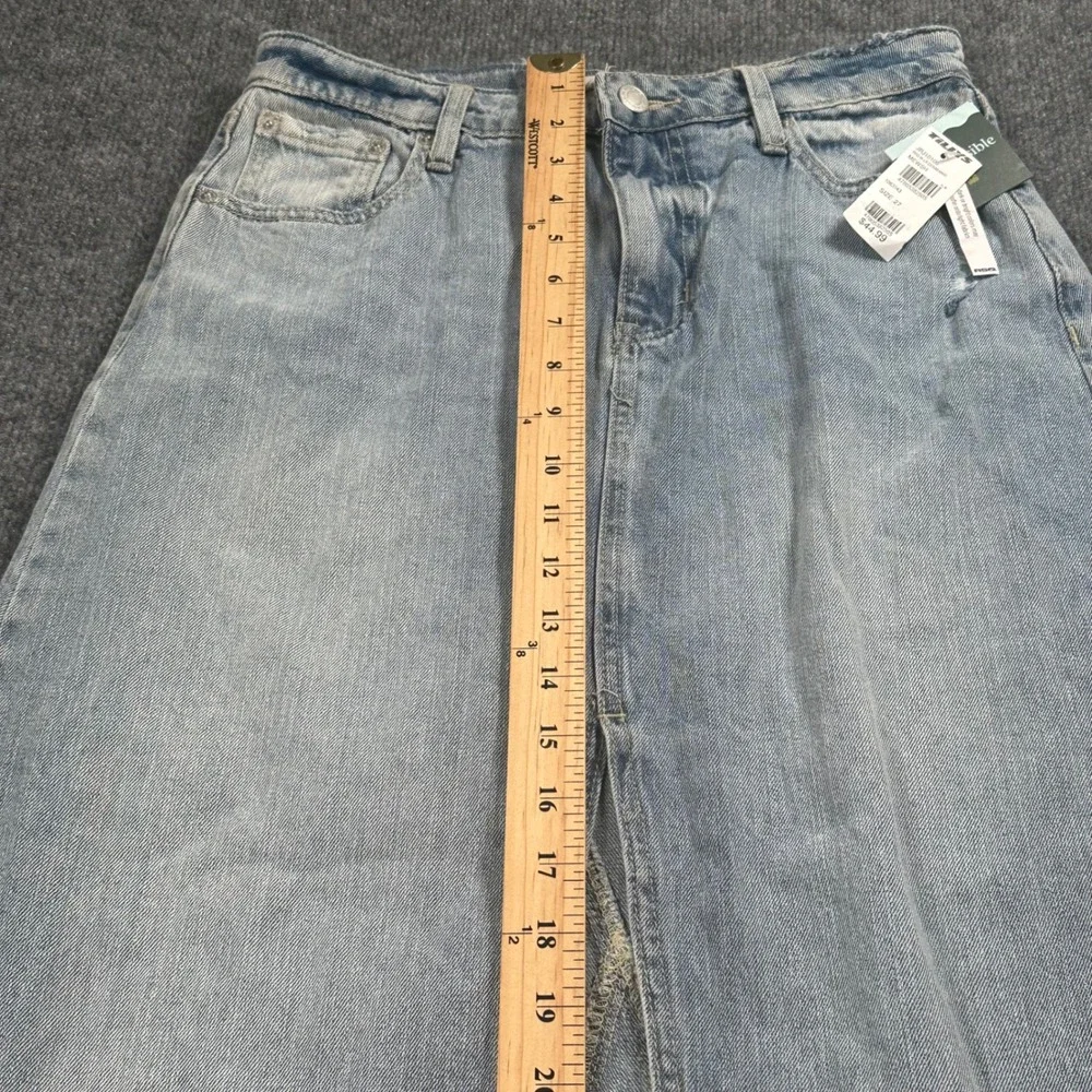 NWT RSQ Low‎ Rise Denim Maxi Skirt Size 27 Medium Wash